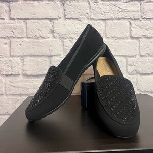 Andiamo Slip-on Loafers with Bejeweled Tops size 11W